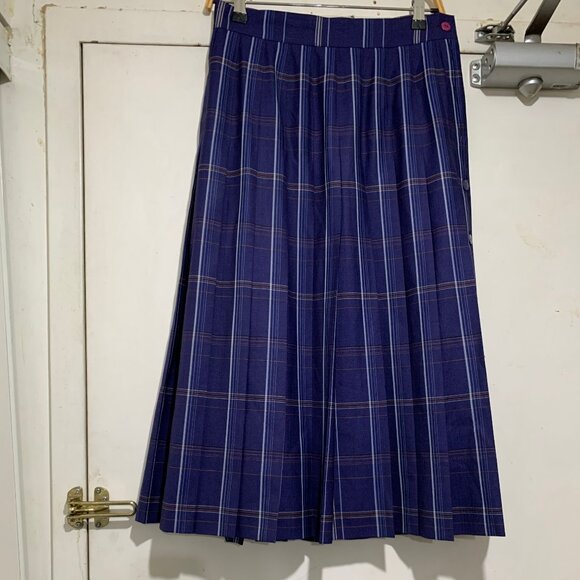 VINTAGE LAUREL MAXI WOOL PLAID PLEATED SKIRTS SIZE 28 - Picture 7 of 9